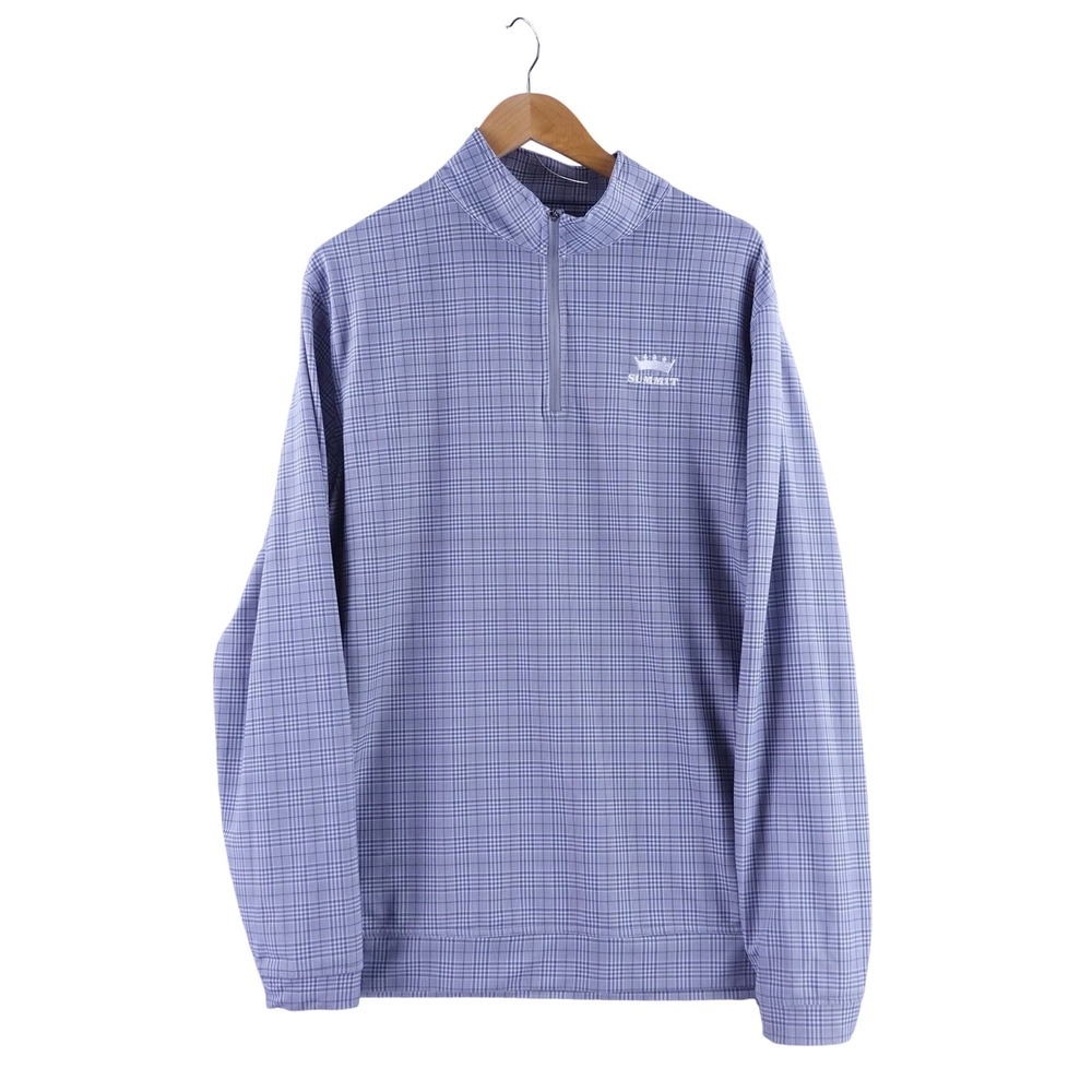 Peter Millar Crown Sport Mens XL Grey Plaid Summit 1/4 Zip Golf Pullover Sweater